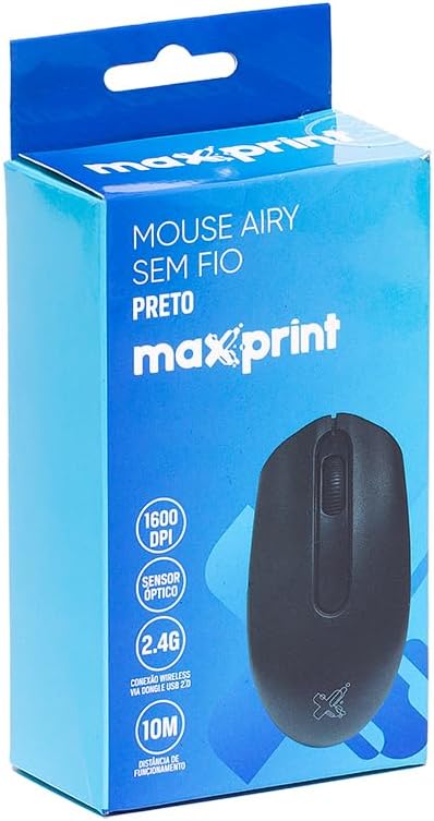 Mouse Maxprint Sem Fio 2.4G 1600DPI Preto