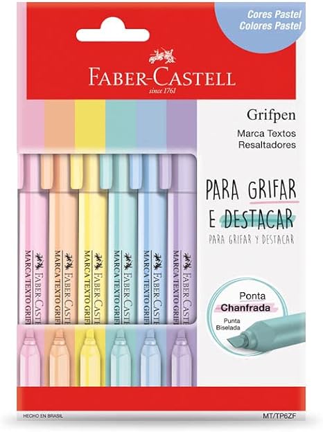 Marca-Texto Faber-Castell Grifpen Pastel 6 Cores