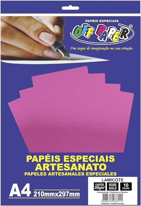 Papel Lamicote A4 250g Rose Gold Off Paper 10 Folhas