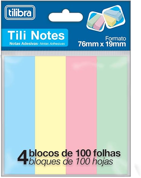 Bloco Adesivo Tilibra Tili Notes 76x19mm 4 Cores