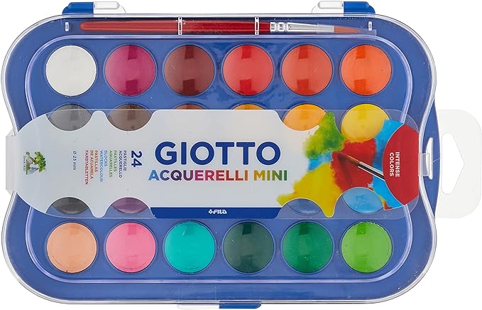 GIOTTO Acquarelli , Aquarela em Estojo de Pastilhas de 23mm, 24 Cores