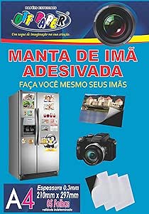 Manta de Imã A4 Adesivada Preto 5 Folhas Off Paper