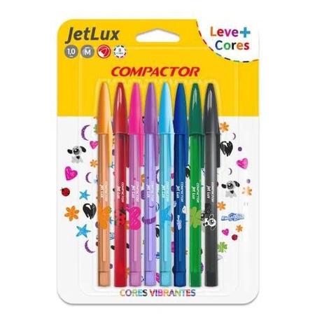 Kit Caneta Jet Lux 8 Cores - Compactor