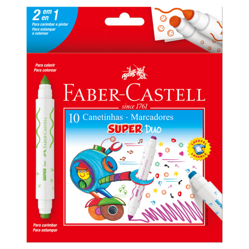 Canetinha Faber-Castell Hidrográfica Super Duo 2 Pontas c/10 cores