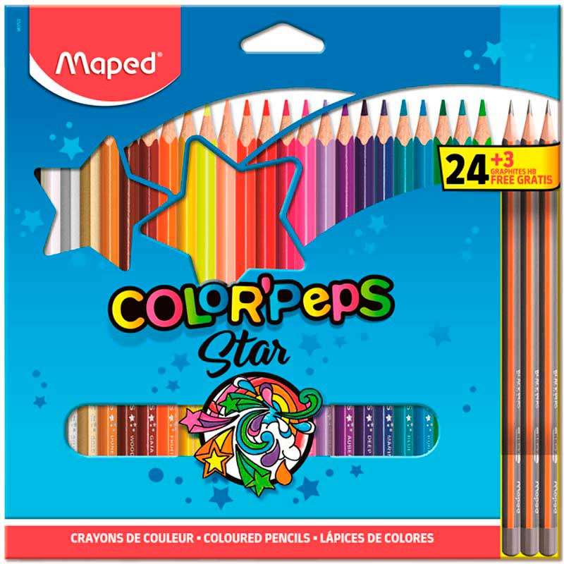 Lápis de cor Maped Color'Peps 24 lápis de cor + 3 lápis grafite