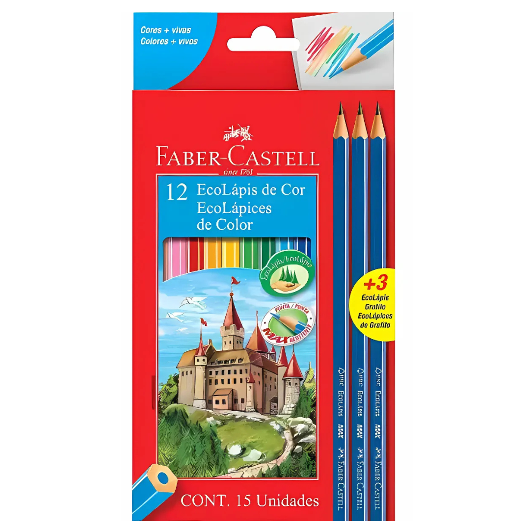 Lápis de Cor Faber Castell 12 Cores + 3 Lápis Grafite - Faber Castell