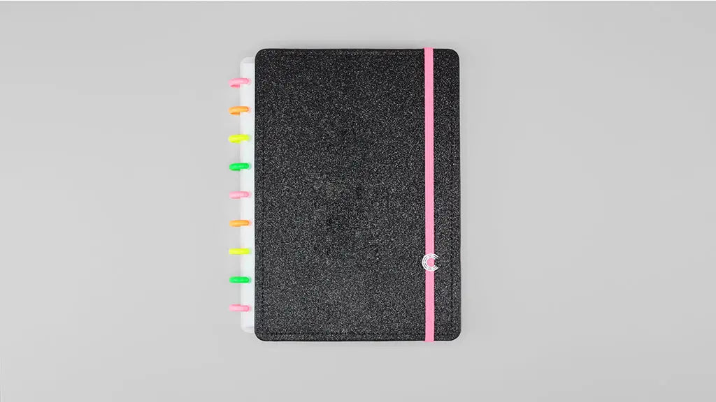 Caderno Inteligente Lets Glitter Neon Black