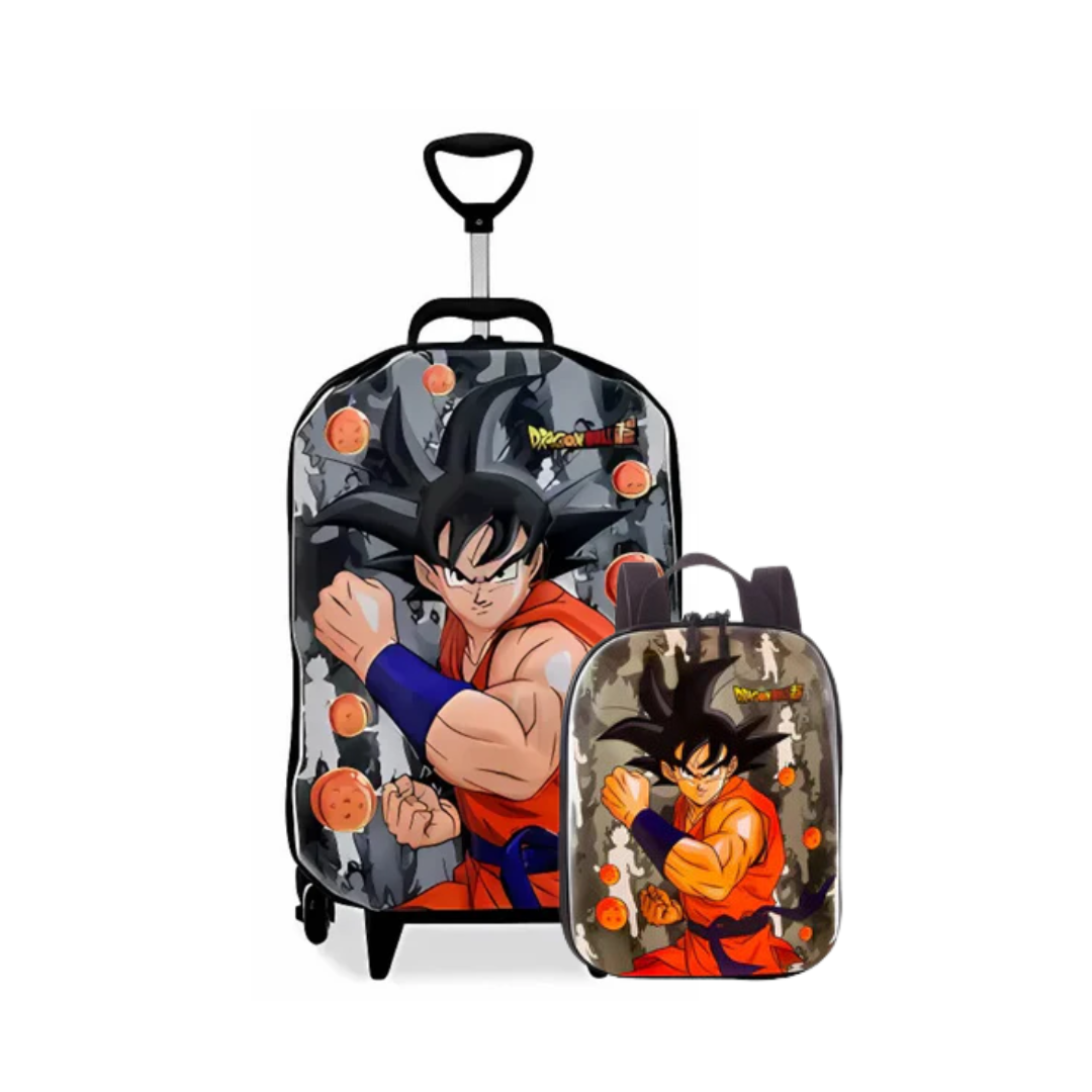 kit Diplomata Dragon Ball Mochila com Rodas e Lancheira