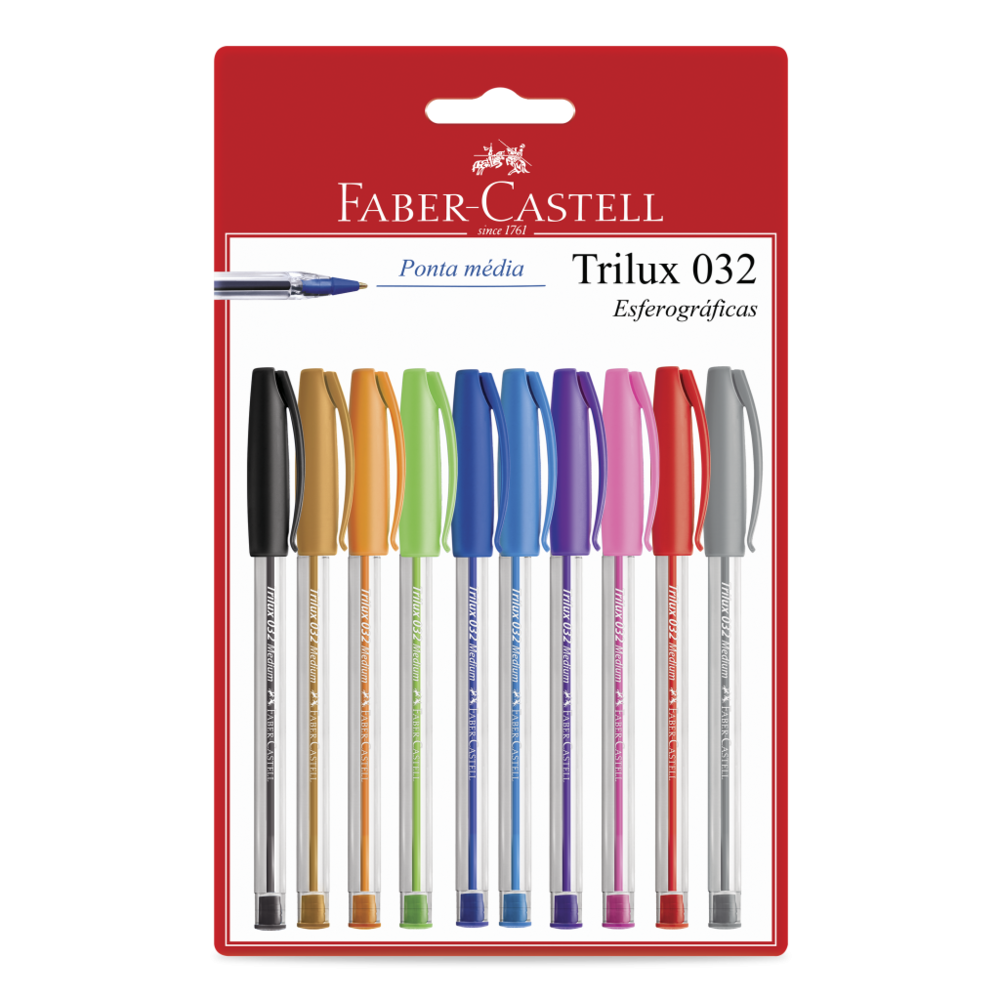 kit Caneta Faber-Castell Trilux 10 cores Esferográfica