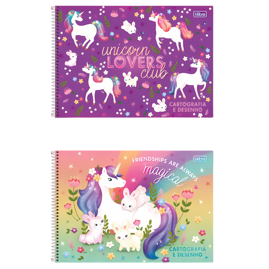 Caderno de Desenho Blink Unicórnio Tilibra 80 Folhas