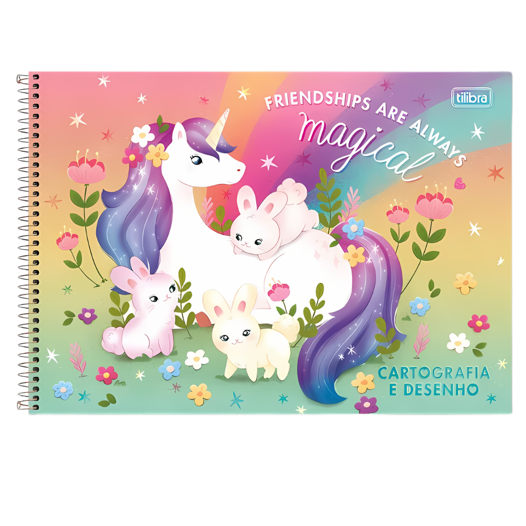 Caderno de Desenho Blink Unicórnio Tilibra 80 Folhas