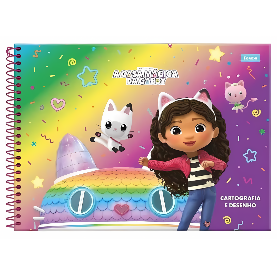 Caderno de Desenho A Casa Mágica Da Gabby Foroni 80 Folhas