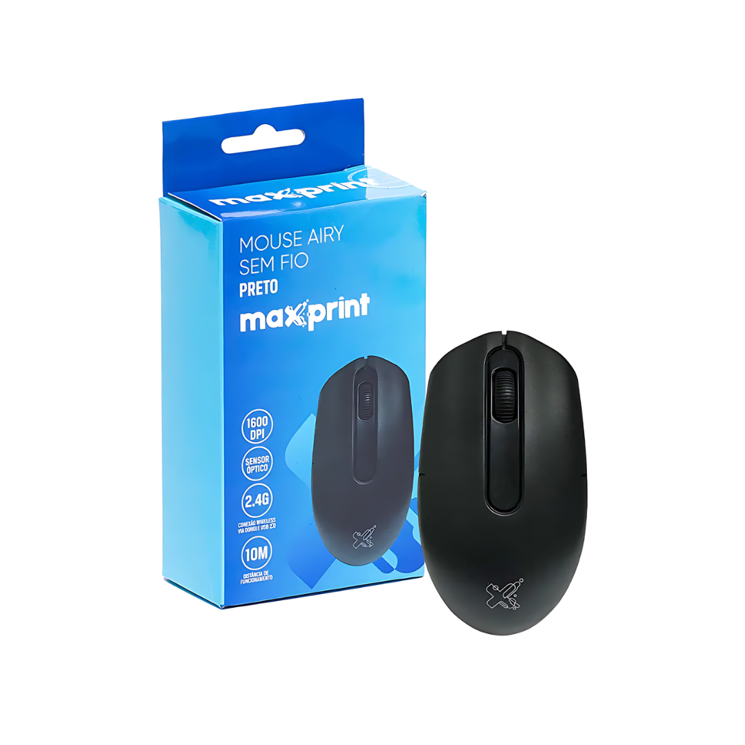 Mouse Maxprint Sem Fio 2.4G 1600DPI Preto