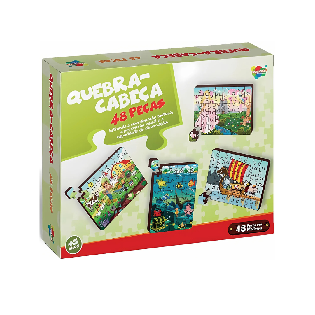 Quebra-Cabeça 48 peças Mdf Aquarela brinquedos