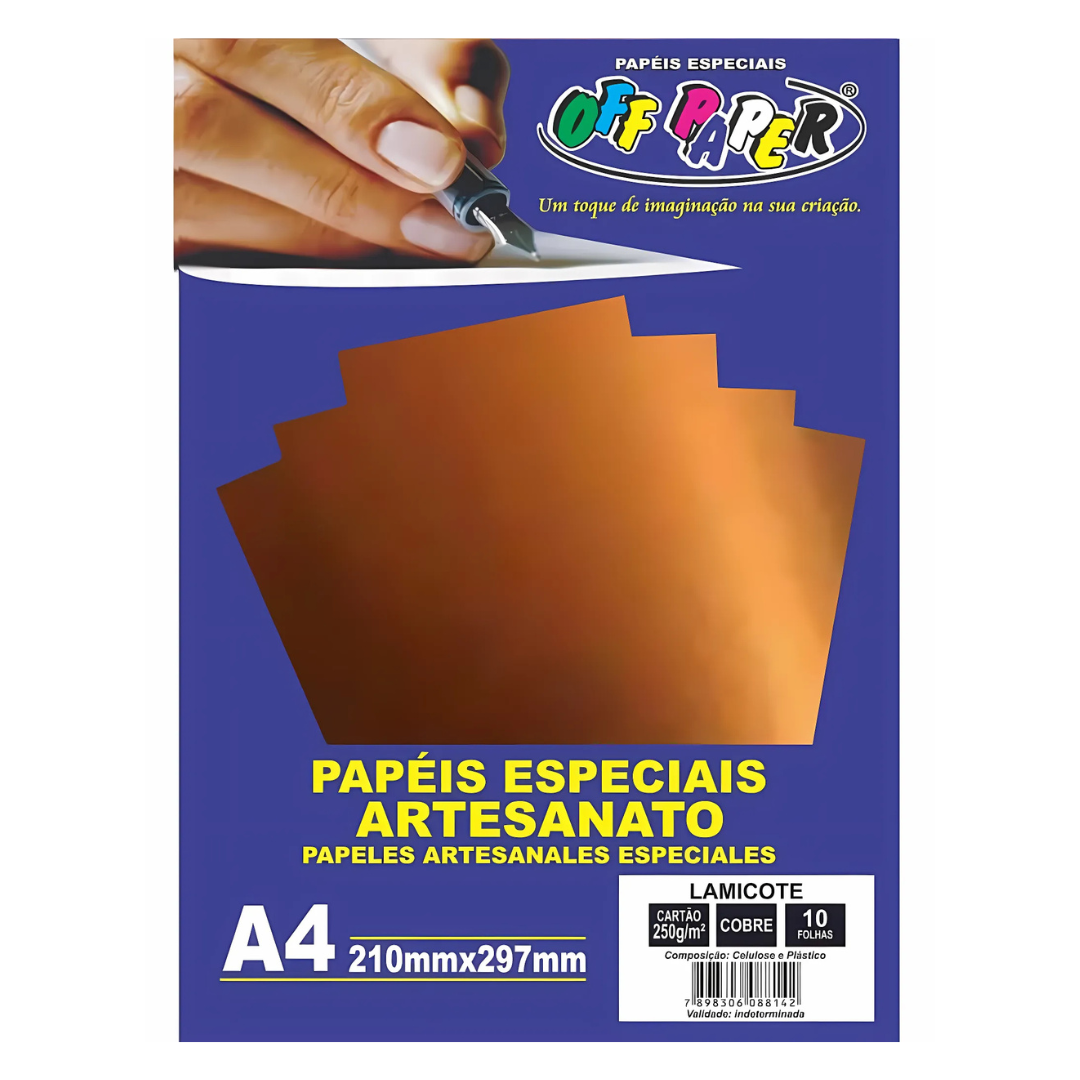 Papel Lamicote A4 250g Cobre Off Paper 10 Folhas