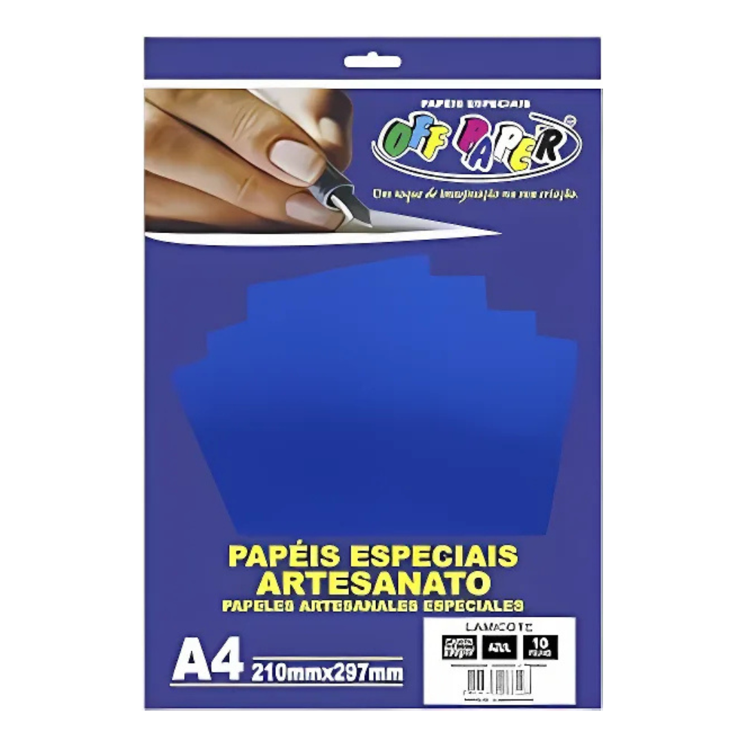 Papel Lamicote A4 250g Azul Off Paper 10 Folhas