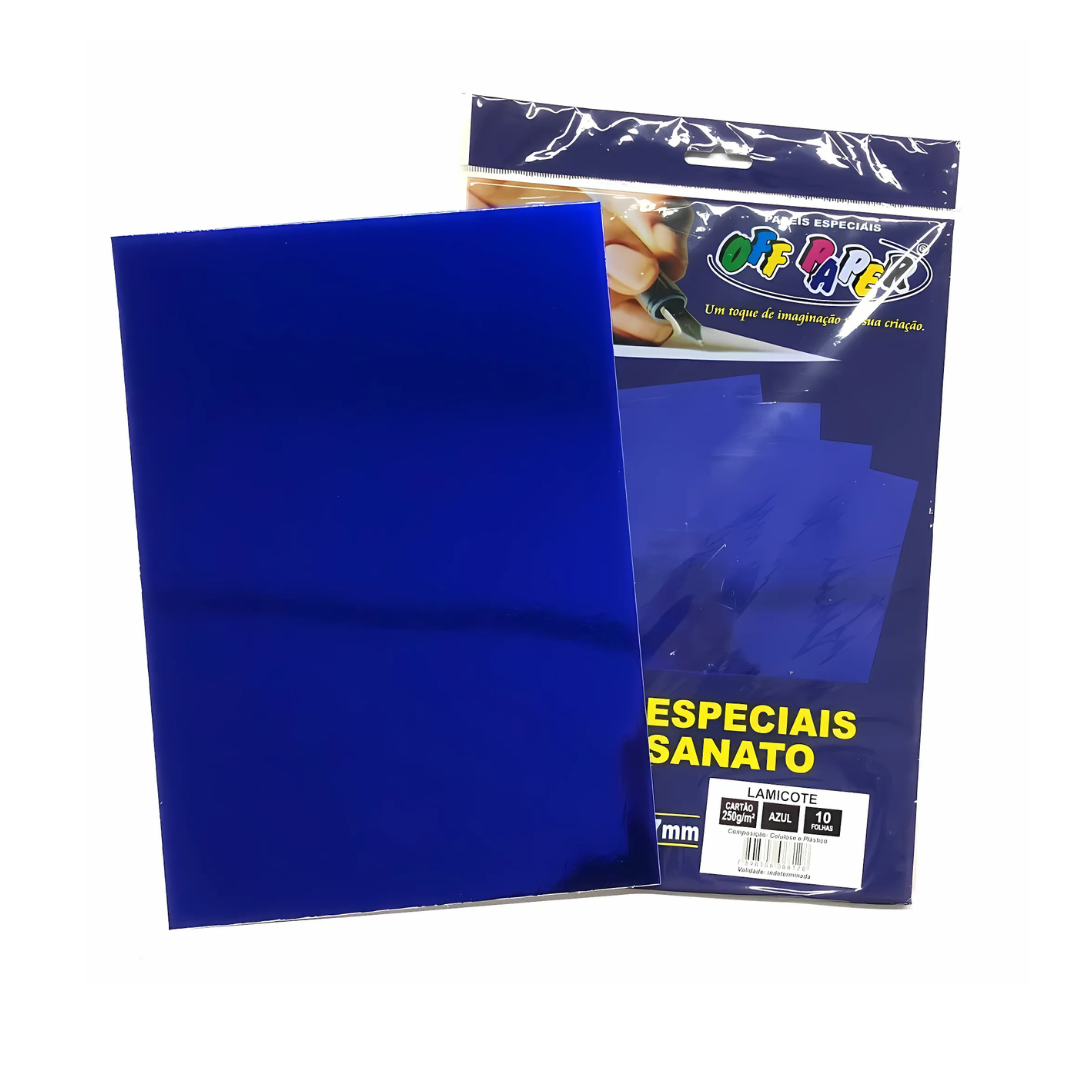 Papel Lamicote A4 250g Azul Off Paper 10 Folhas