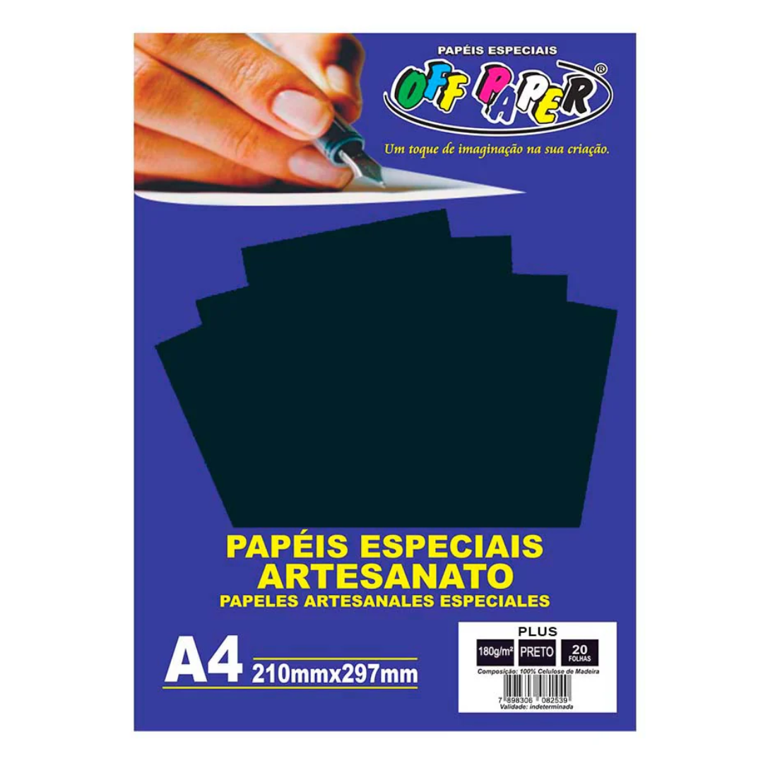 Papel Plus A4 Preto Lumi 180g Off Paper 20 Folhas