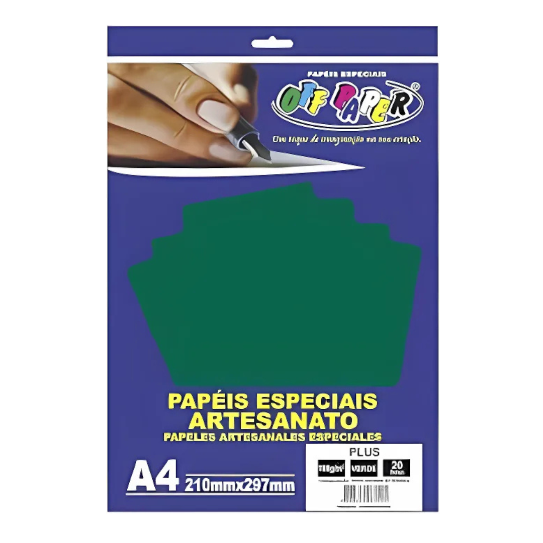 Papel Plus A4 Verde Lumi 180g Off Paper 20 Folhas