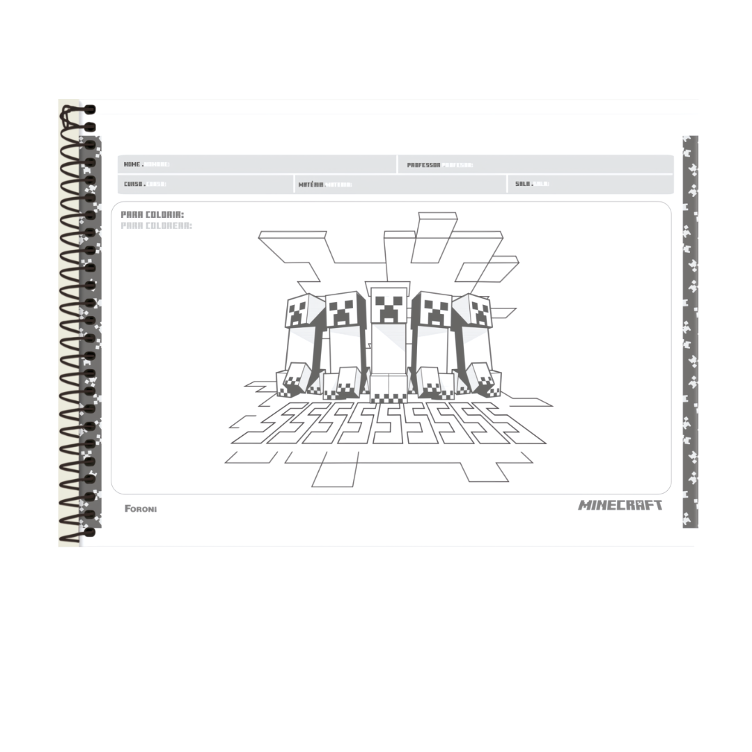 Caderno de Desenho Minecraft Foroni 80fls