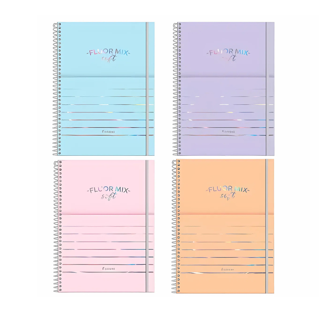 Caderno Universitário Capa PP Fluor Mix Soft  1 matéria-80fls