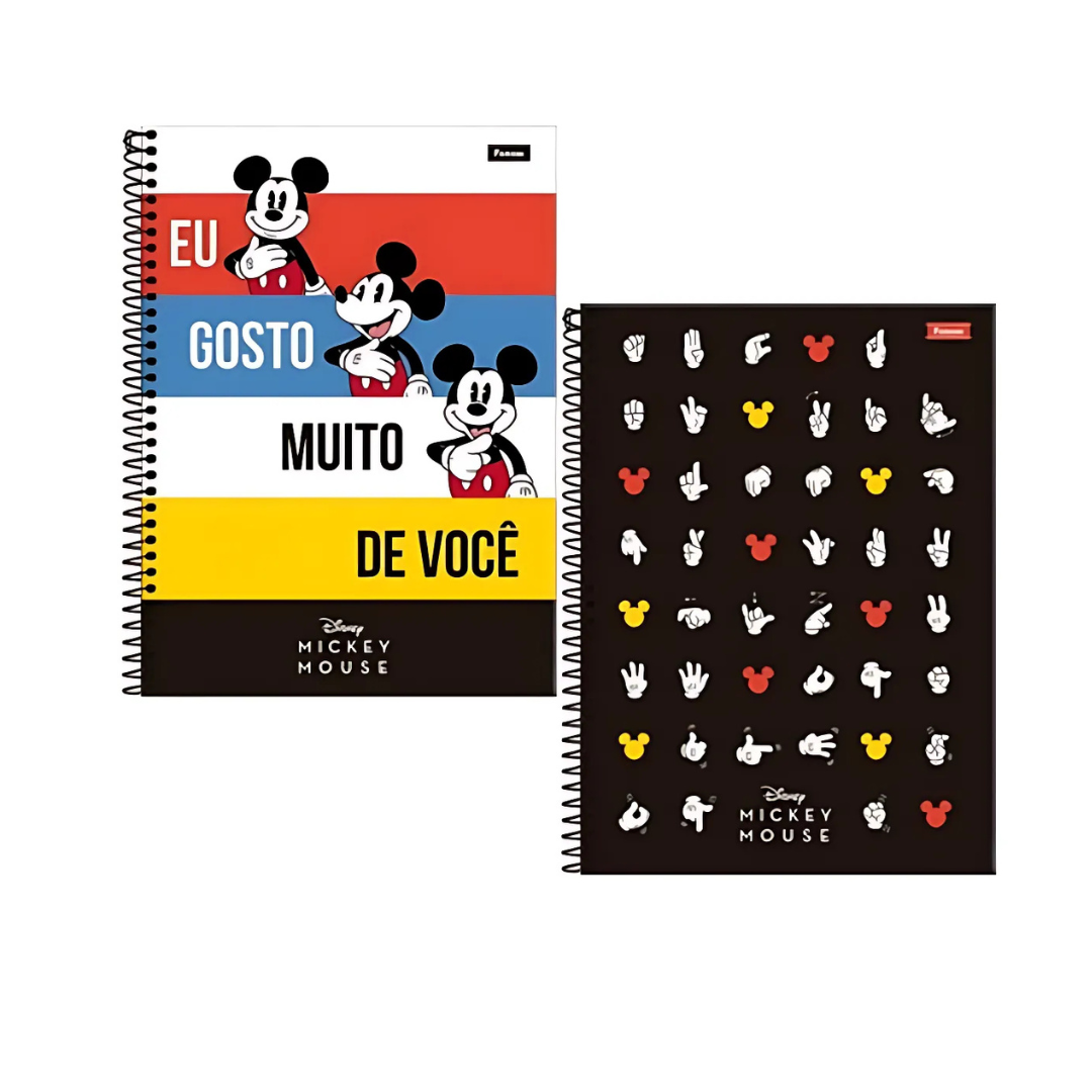 Caderno Universitário Capa Dura Mickey Mouse Libras 1 Matéria