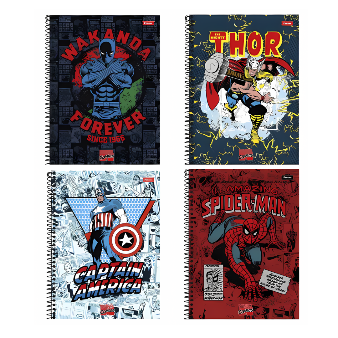 Caderno Universitário Capa Dura Marvel Comics 1 Matéria