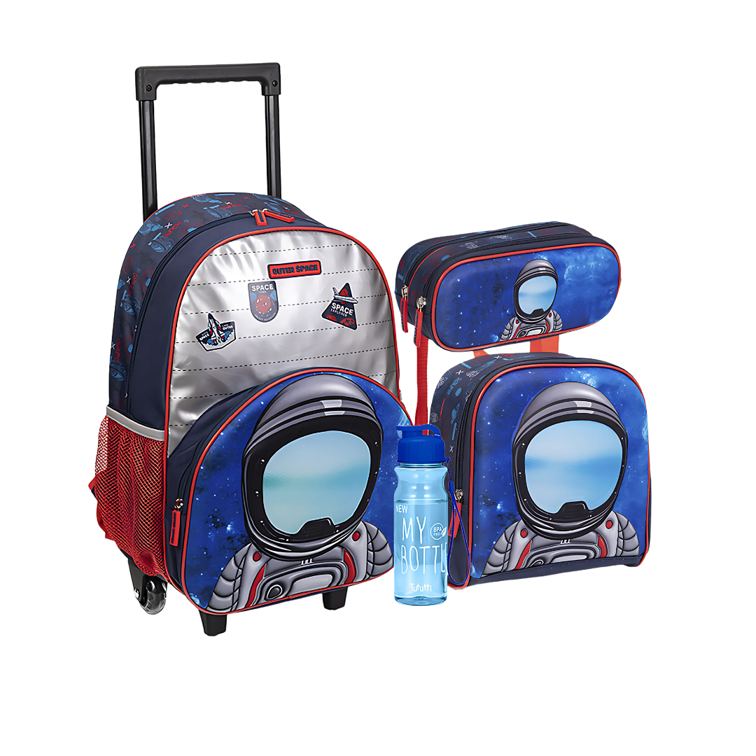 Kit Mochila Astronauta  3 peças- Nova Rio