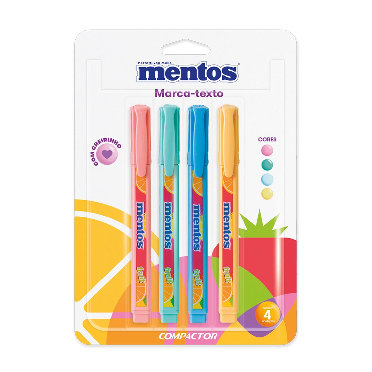 Marca Texto Mentos 4 Cores Pastel - Compactor