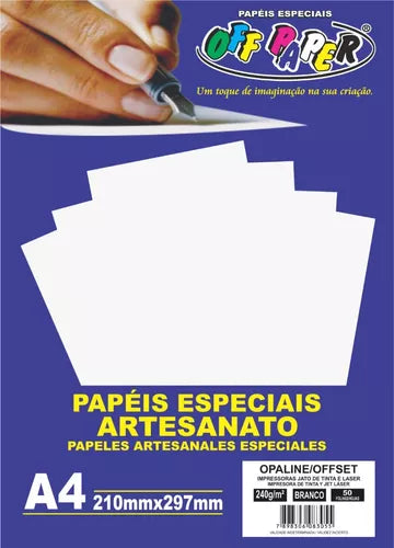 Papel Opaline/offset A4 240g Branco 50 Folhas Off Paper