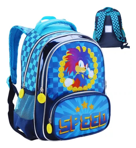 Mochila de Costas Sonic Speed Grande 3 Divisórias Denlex