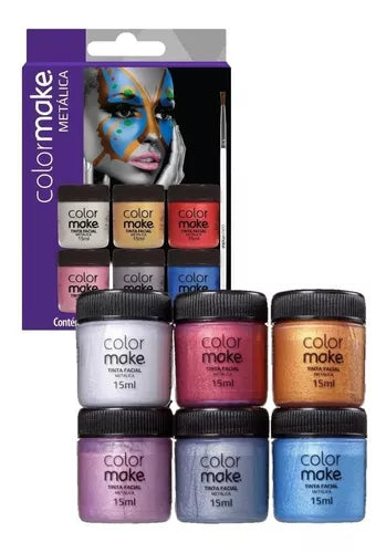 Kit Color Make Maquiagem Artística Metálica c/6 cores