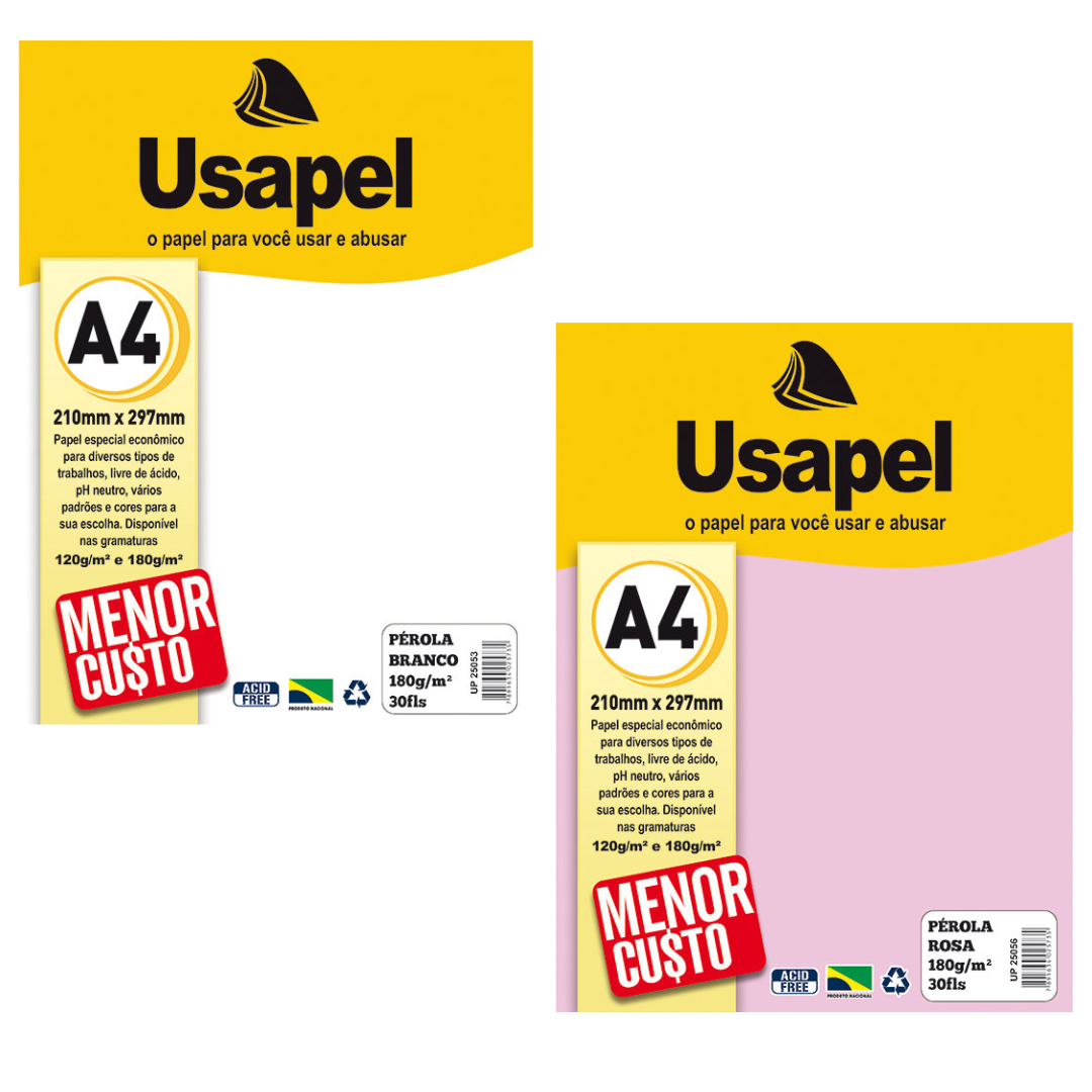 Papel Perolado A4 180gr 30Fls Usapel