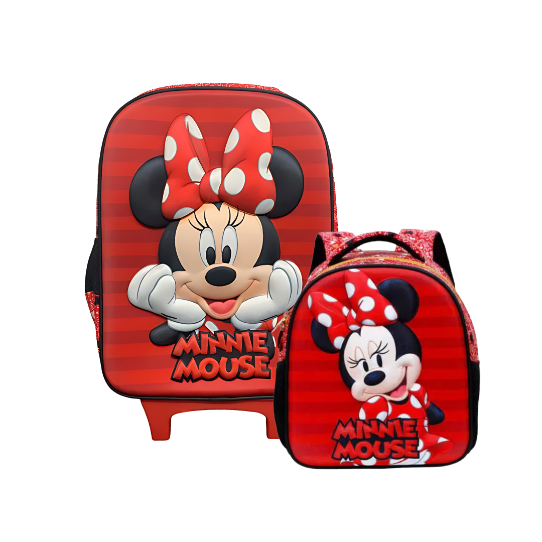 Kit Mochila Minnie Mouse Luxo 3D + Lancheira - Xeryus