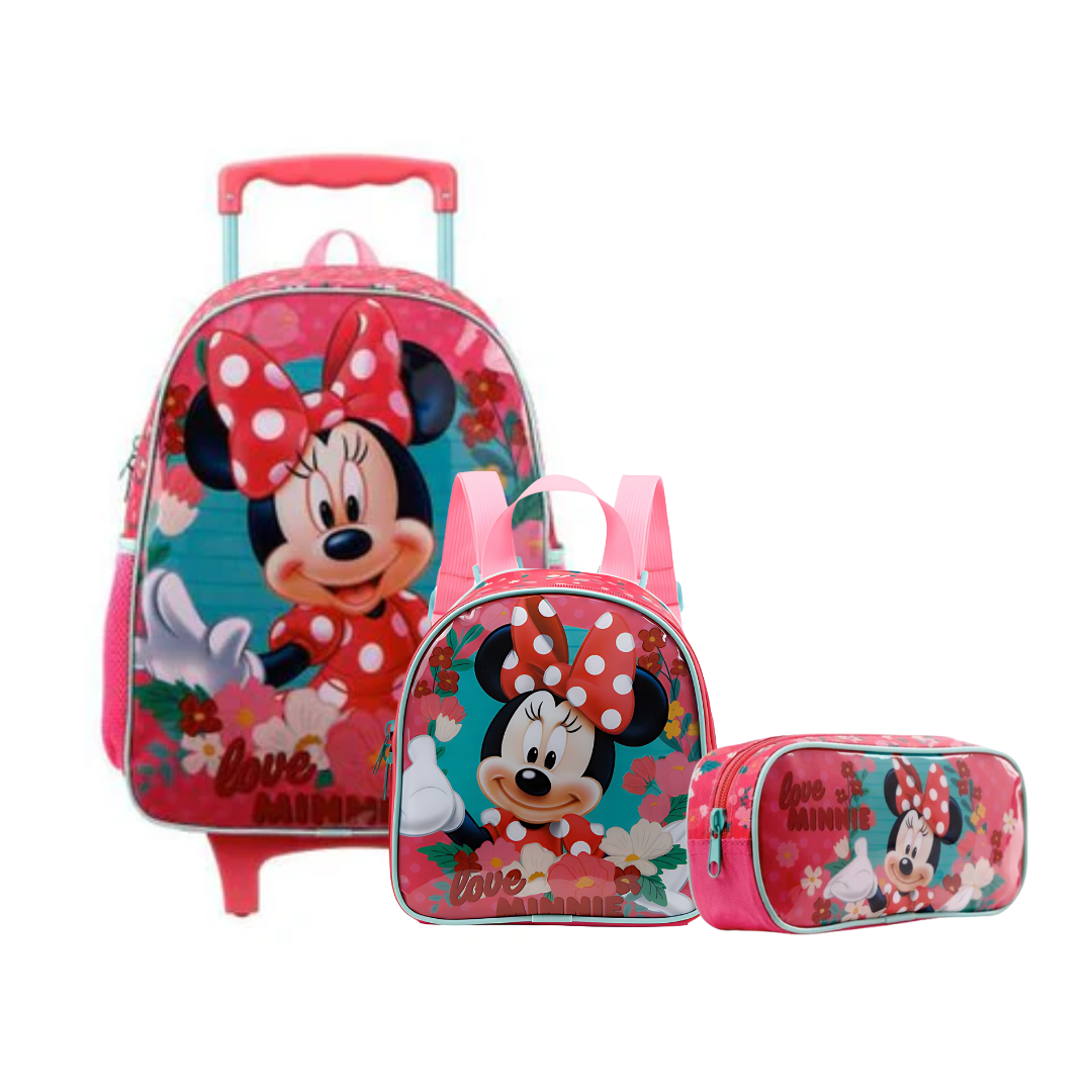 Kit Mochila + Lancheira + Estojo Minnie Rosa Xeryus - Ref 11410