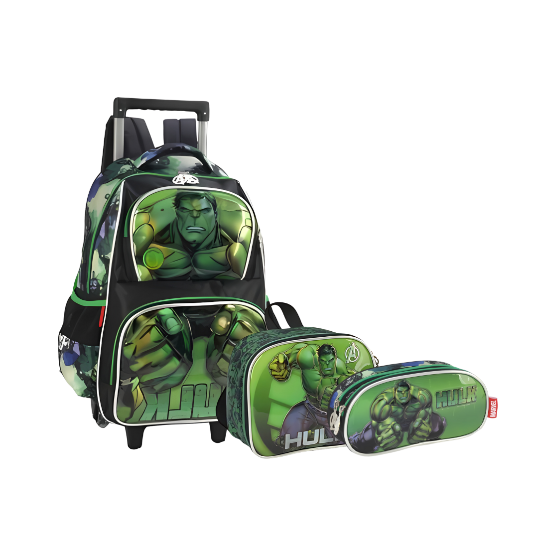 Kit Mochila + Lancheira + Estojo Hulk +Luxcel - Ref IC39596AG