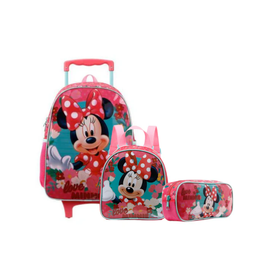 Kit Mochila + Lancheira + Estojo Minnie Rosa Xeryus - Ref 11410