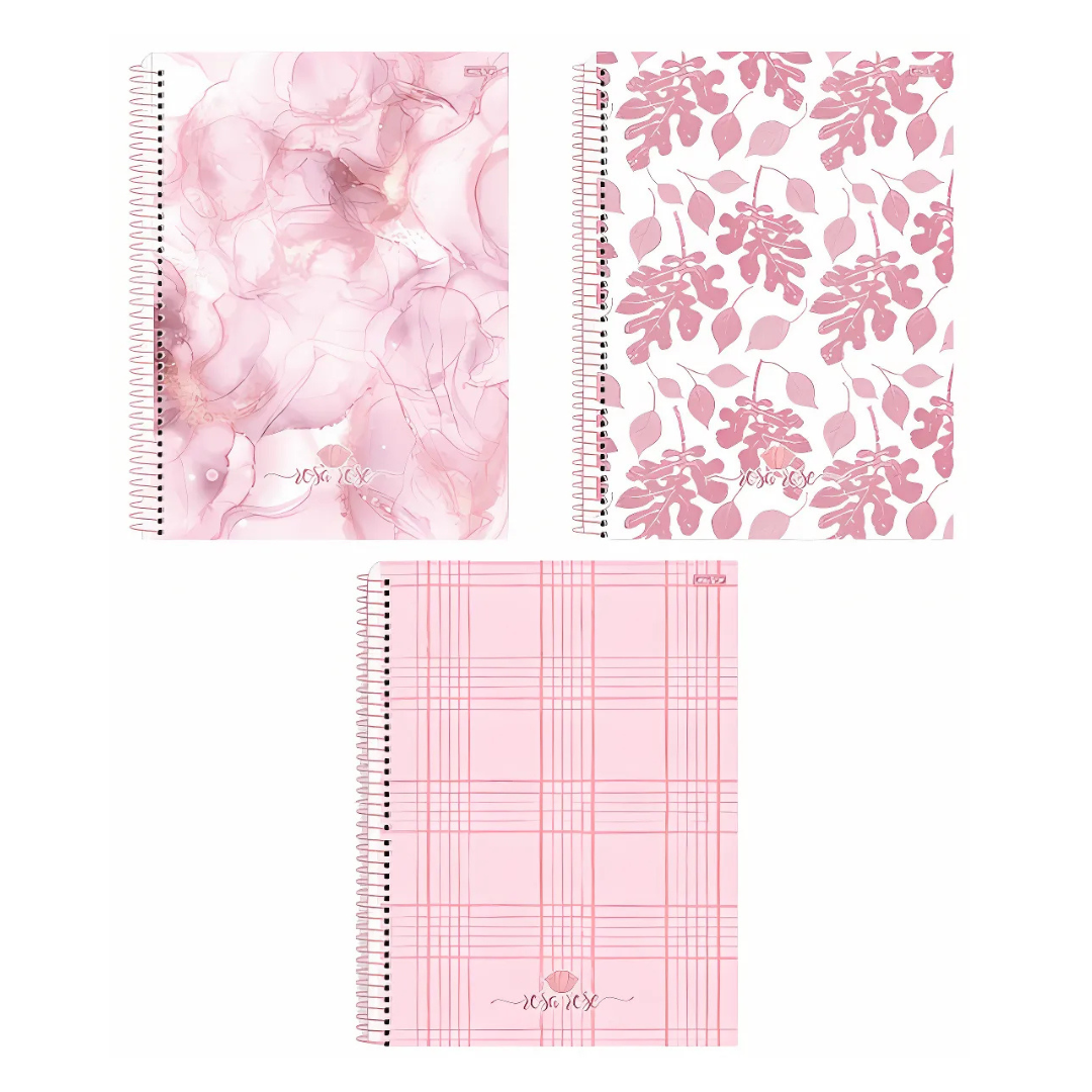 Caderno Universitário 15 Matéria 240 Fls Rosa Rose São Domingos