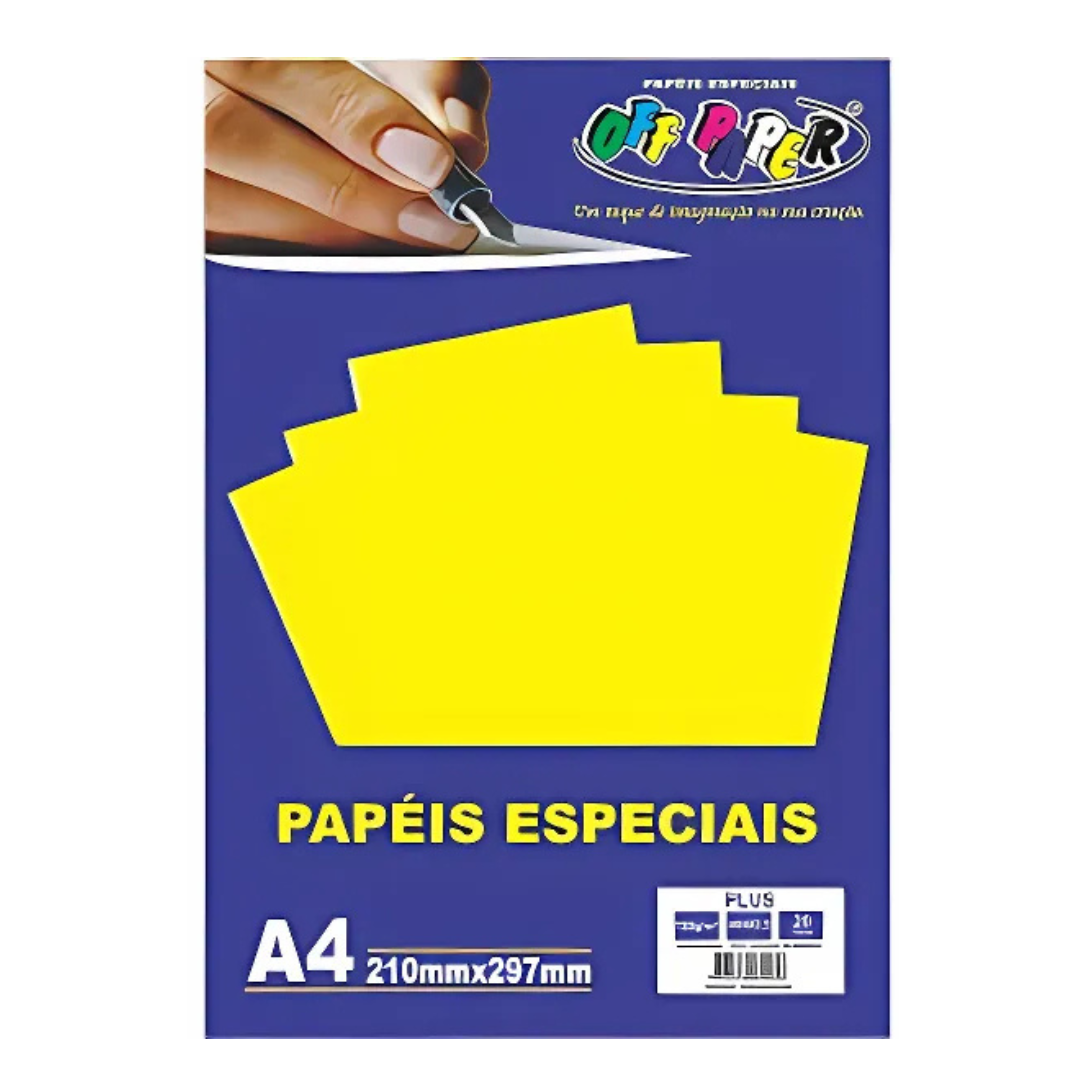 Papel Plus A4 Amarelo Lumi 180g Off Paper 20 Folhas