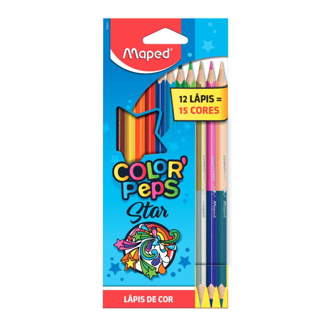 Lápis De Cor Maped Color'Peps Star 12 Lápis = 15 Cores