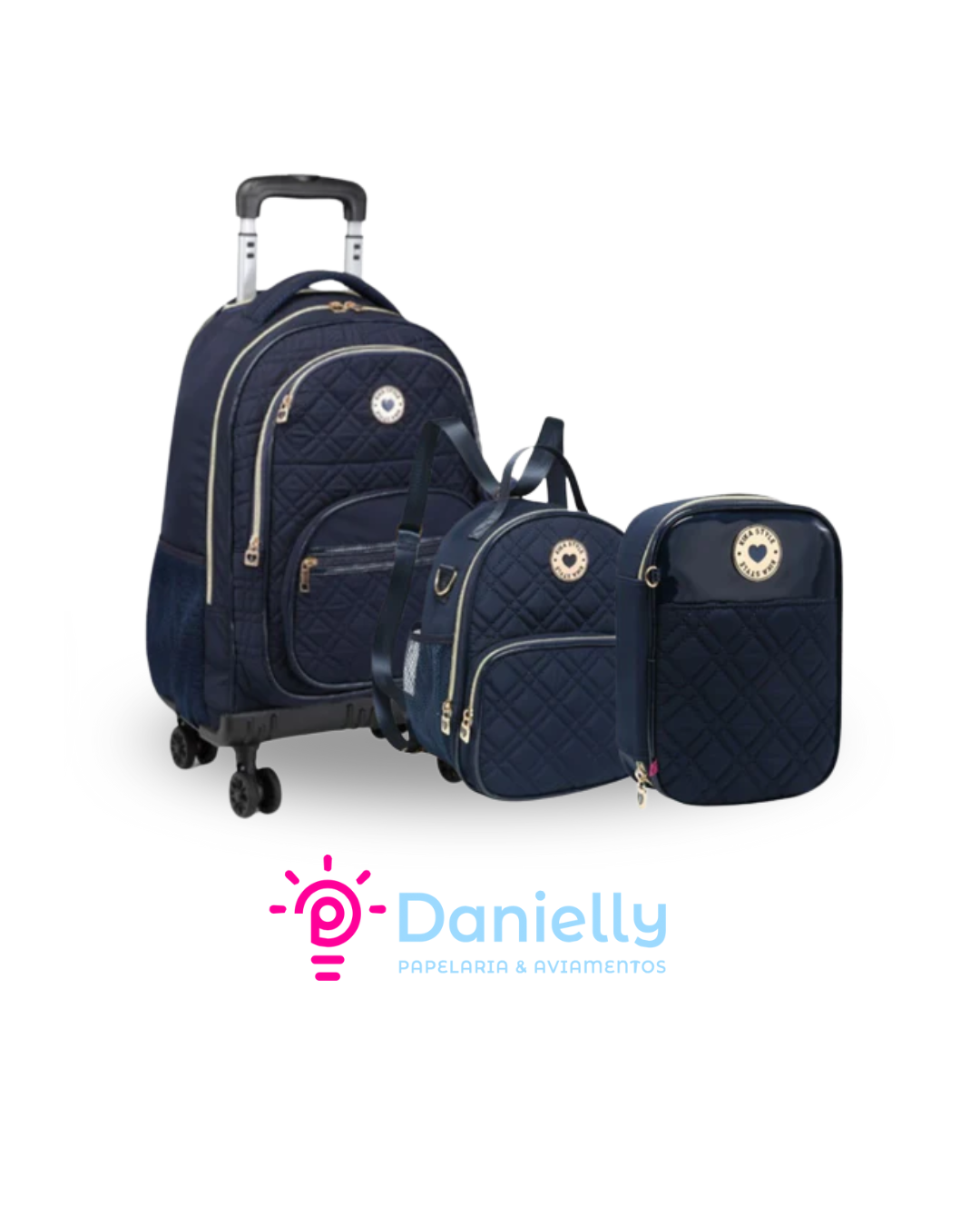 Kit Mochila Kika Azul Escuro KK2581