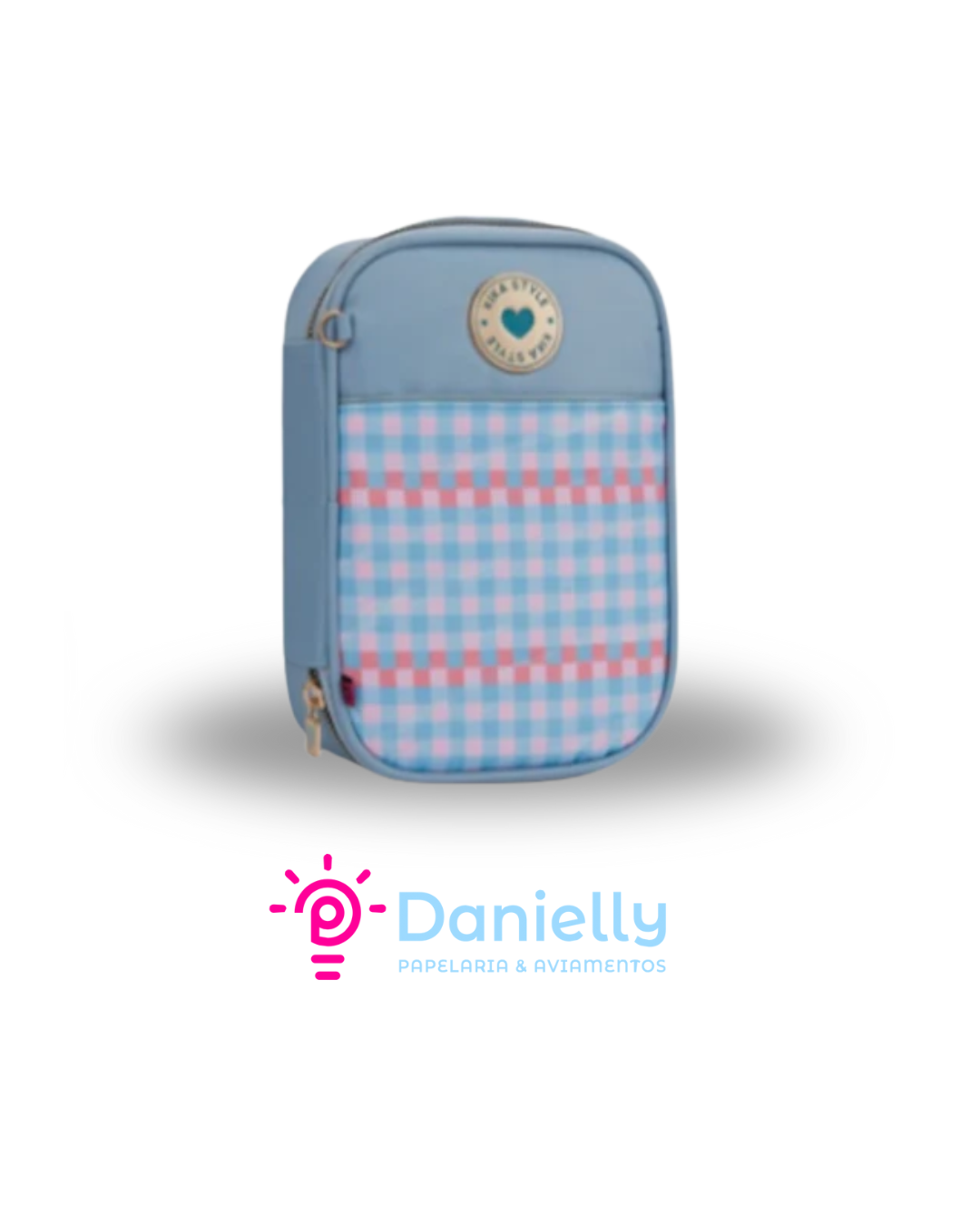 Estojo Box Kika Xadrez Azul KK2526