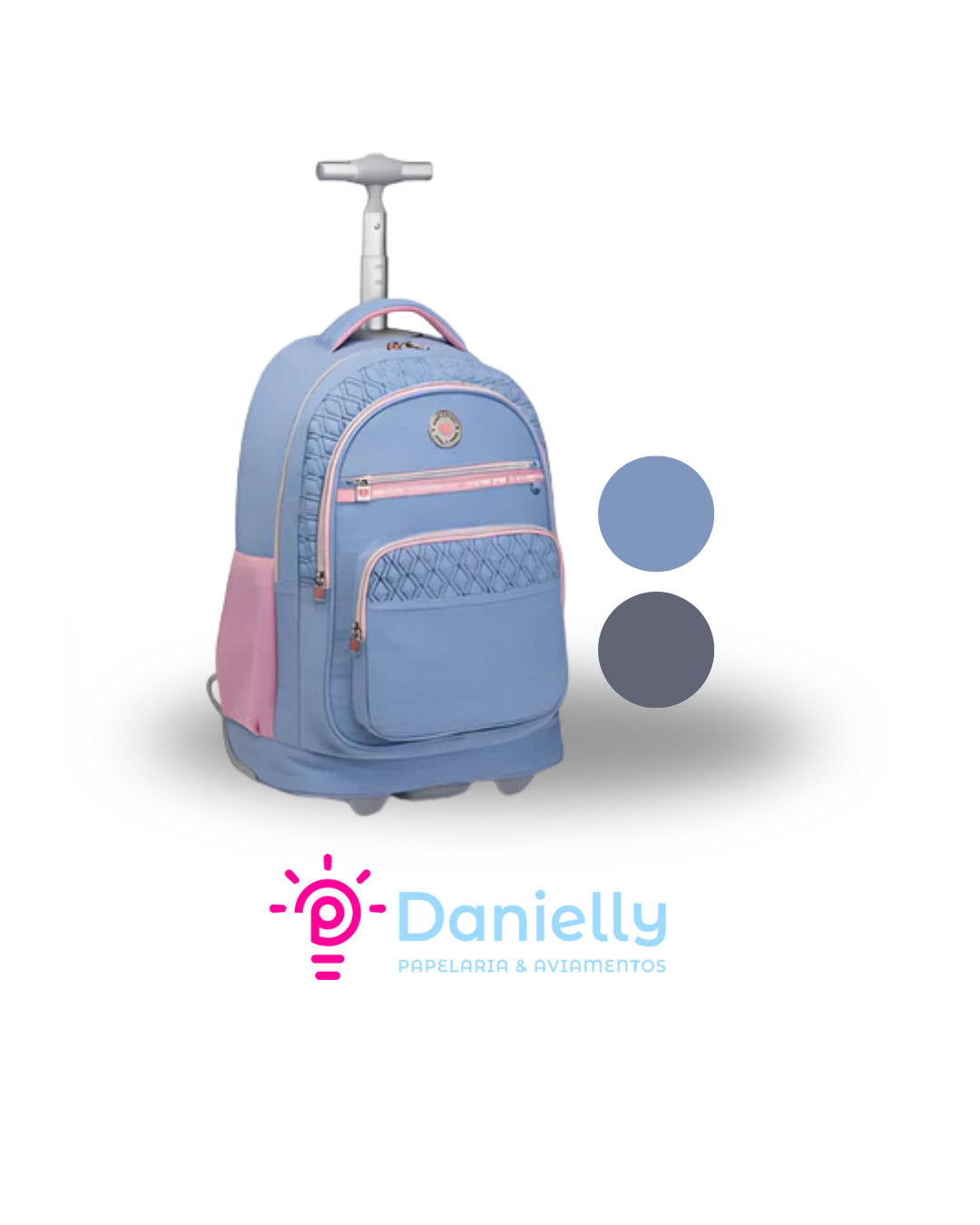 Mochila Kika 2 Rodinhas Jeans KK2593-H