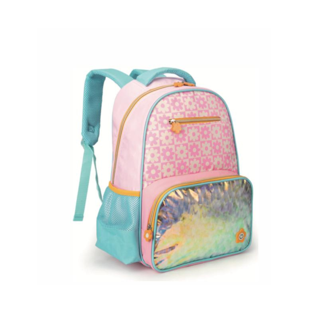 Mochila de Costas Holográfica Floral  Nova Rio