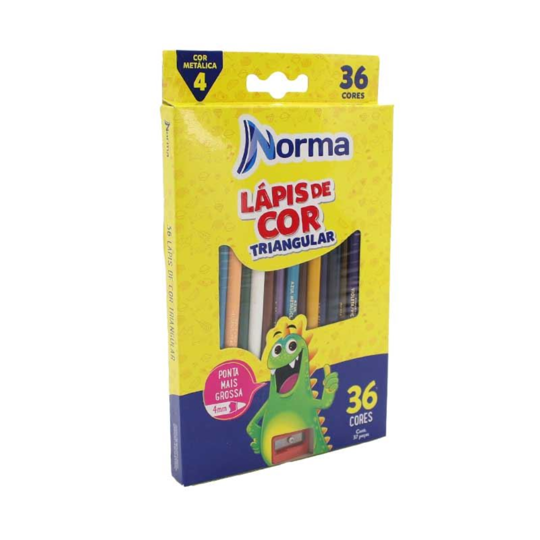 Lápis de Cor Norma 36 cores Triangular c/ Apontador