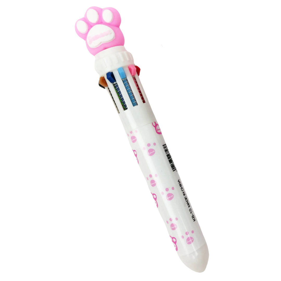 Caneta Patinha Gatinho 10 cores