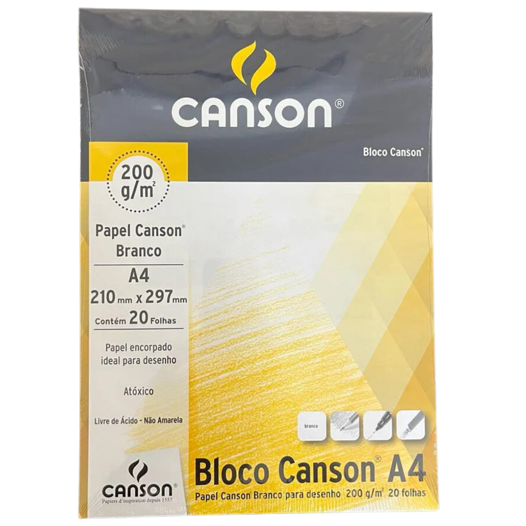 Bloco Desenho A4 200g 20 Folhas Branco Canson