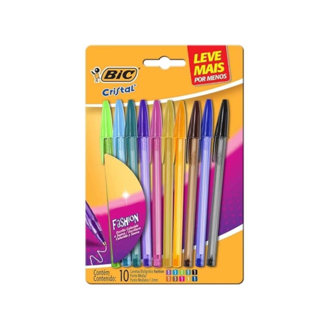 kit Caneta Bic Cristal 10 cores Esferográfica