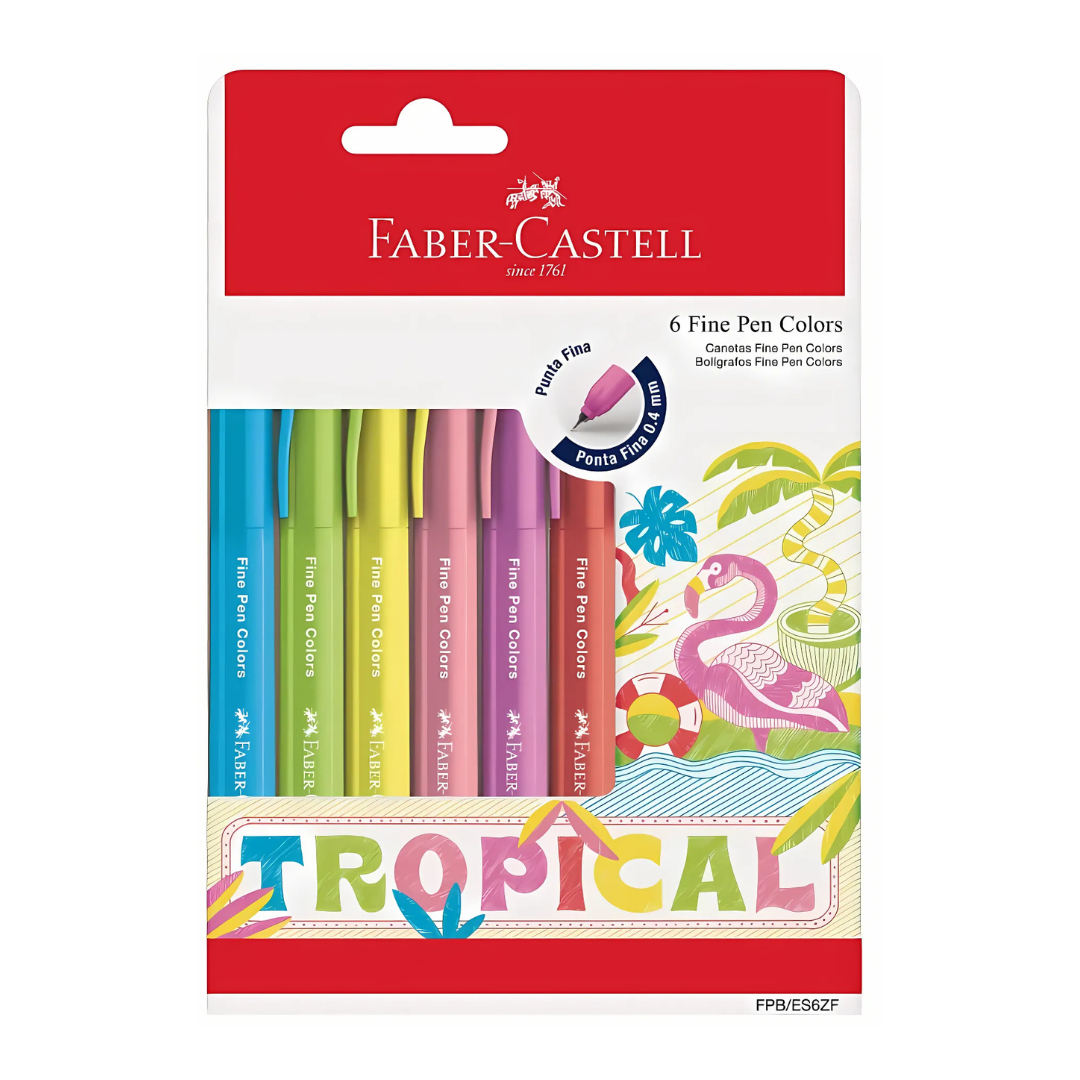 Kit de Caneta Fine Pen Color Tropical 0.4mm Faber-Castell