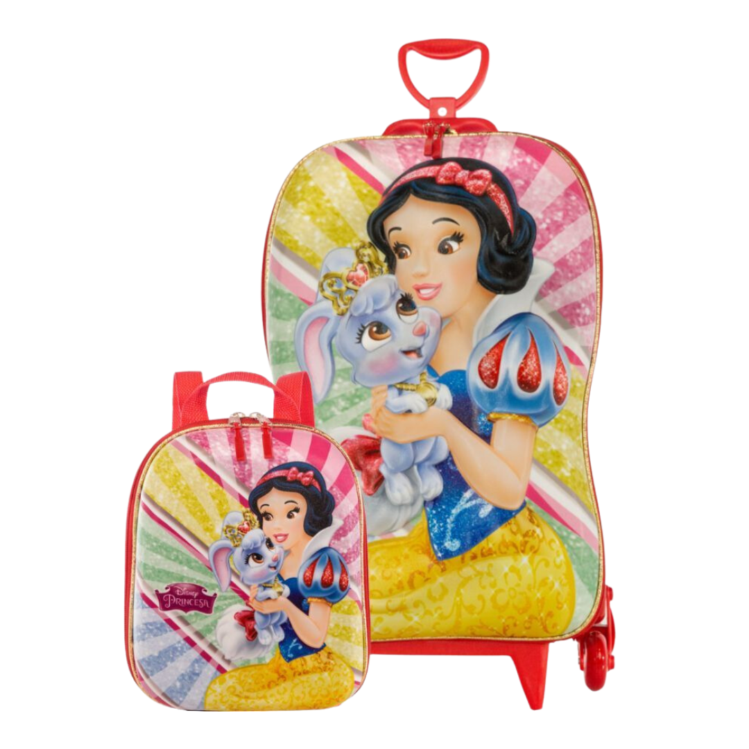 Kit Diplomata Branca de Neve Mochila com Rodas e Lancheira